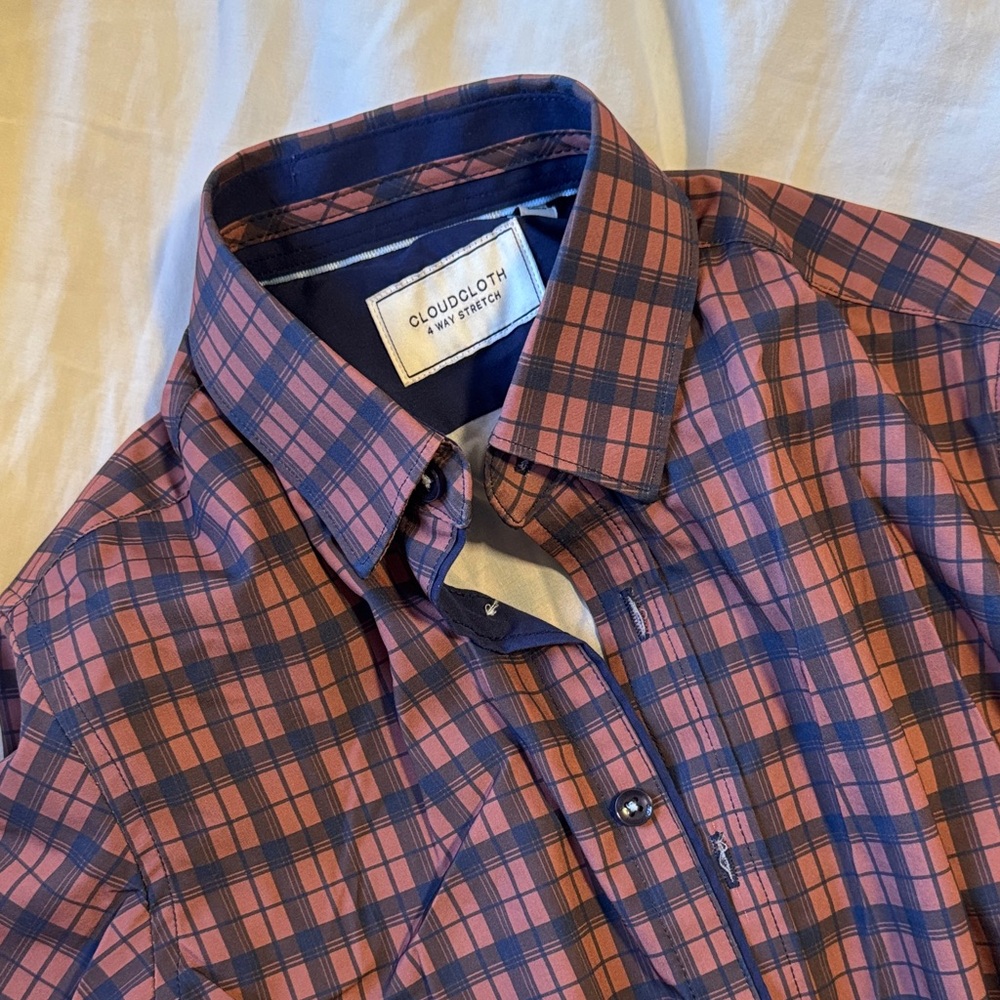 Boys Blue and mauve Plaid Shirt
